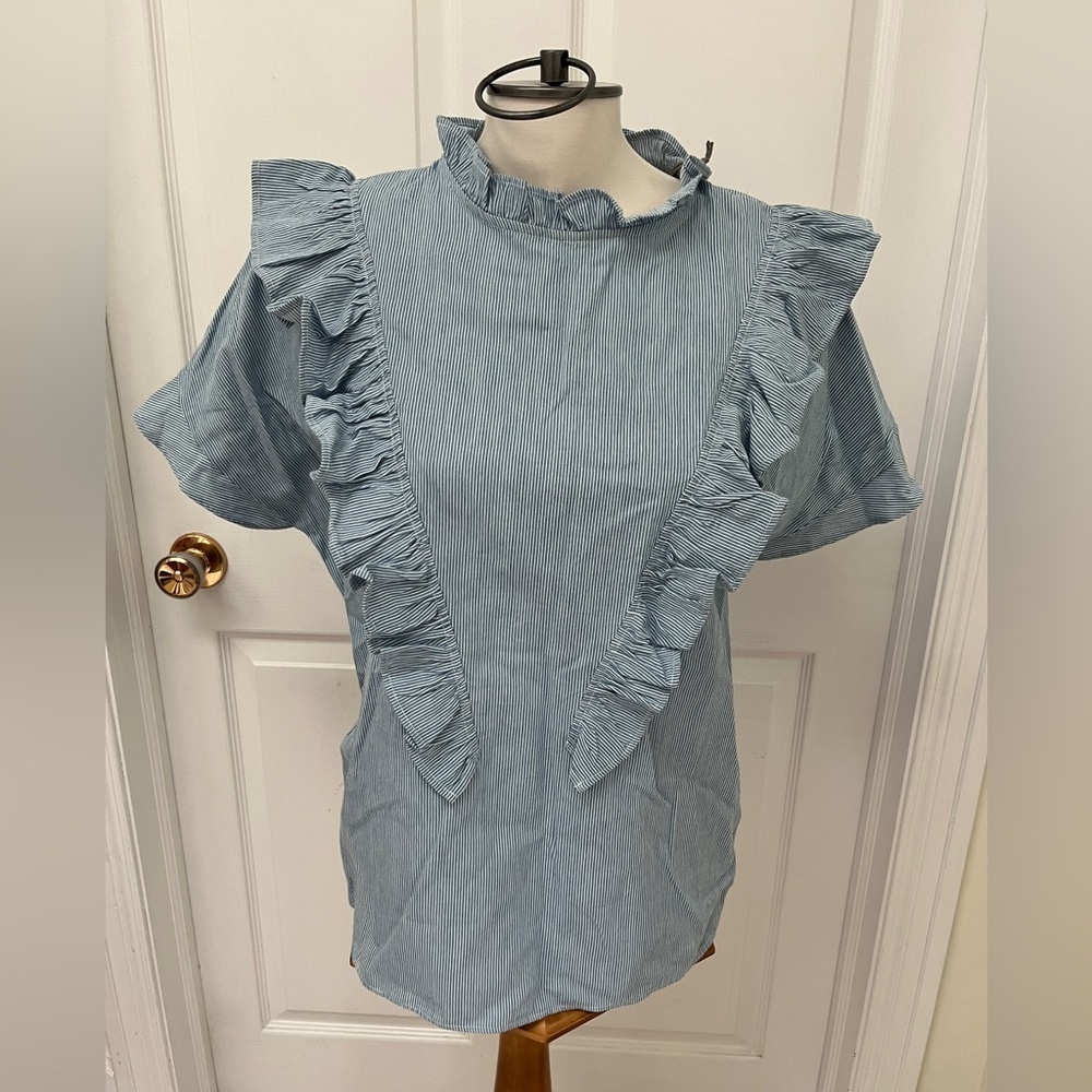 NWT Americo & Rosa pinstripe cotton blouse size large